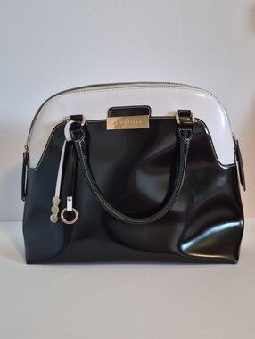 A. Bellucci Italian Leather Satchel Sleek Black And White Handbag